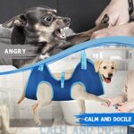 Supet Dog Grooming Hammock for Dog and Cat, Relaxation Pet Grooming Sling Helper, Breathable Pet Grooming Hammock for Nail Trimming, Ear/Eye Car with Nail Clippers/Trimmers/Scissors Blue