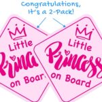 Stickios Baby On Board Sticker for Cars – Princess On Board Sticker for Cars – Cute Pink Removable Signs – No Paint Damage – Girls (2 Pack)