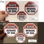 SmartSign Beware of Dog Warning Decal Set | Two 4″x4″ & One 2.75″x2.75″ Octagon Shape, EG Reflective Adhesive Labels/Stickers
