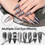 SUPWEE Cat Eye Gel Nail Polish Black Magnetic Nail Polish Gel with Cateye Magnet 9D Wide Cat Eyes Magnetic Gel Polish for Nail Salon or DIY at Home