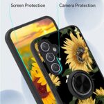 BITOBE Designed for Samsung Galaxy A54 5G Case with Ring Holder Kickstand Sunflower Flowers Floral Pattern for Women Girls Work with Car Magnetic Mount Phone Cover for Galaxy A54 5G -Black