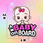 Dr.Kbder Baby On Board Sticker for Cars 2PCS, 6.5″ by 6″, Funny Baby Girl in Car Warning Stickers Cute Baby Accessory Stickers Sign, Baby Up in This B Sticker for Cars Bumper Car Decal