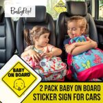 Babypop! Baby on Board Sticker for Cars – Baby on Board Sign, No Residue and See Through Safety Cute Design 2 Pack