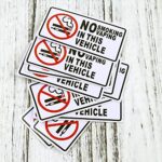 No Smoking No Vaping in This Vehicle Sticker Sign 10 Set 1.5 X 3 Inch 5 Mil Vinyl Laminated for Ultimate Protection Durability Self Adhesive Decal UV Protected Weatherproof (R)