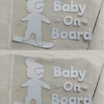 CM Wealth 2pack – Reflective Baby on Board Sign Cute Sticker Decal Safety Warning Baby in Car Sign (2Packs) (Silverwhite)