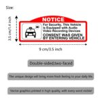 KEANBOLL 4 PCS Car Video Recorder Stickers,Camera Audio Video Recording Window Cars Stickers,(9 x 3.5 cm/W x H) Double Sided Vinyl Waterproof Stickers…