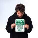 Reserved Electric Vehicles Only Sign, 10×7 Inches, Rust Free .040 Aluminum, Fade Resistant, Made in USA by Sigo Signs