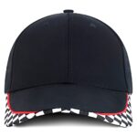 Armycrew Racing Flag Pattern Premium Cotton Cap, Fit Child to Adult Oversize – Black – 54CM