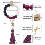 PRIANGEL Silicone Key Ring Bracelet for Women Beaded Wristlet Keychain House Car Keys Rings Holder with Tassel