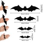 Sibba Bat Halloween Decor, 88 PCS DIY 3D Bats Wall Stickers for Halloween, 4 Sizes Black Scary Bats Wall Decor Stickers for Halloween Decoration, Halloween Party Supplies Indoor & Outdoor