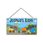 Lots of Trucks Bright Construction Truck Boys Bedroom Baby Nursery Personalized Name’s Door Sign Wall Art