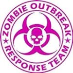 Zombie Outbreak Response Team Skull Design – 5″ HOT PINK Vinyl Decal Window Sticker by Ikon Sign