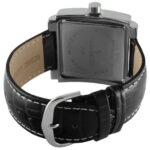 Peugeot Women’s Big Face Square Boyfriend Watch with Black Leather Band 706bk