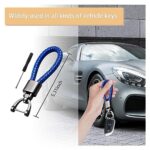 Augeny Braided Microfiber Leather Car Keychain, Weave Rope Metal Fob Key Chain with 360 Degree Rotatable D-Ring and Screwdriver, Universal Auto Keyring Strap for Men and Women (Blue)