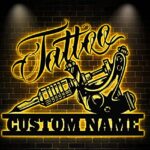 Custom Tattoo Artist Metal Wall Art With Led, Custom Name Tattoo Shop Metal Decor, Shop Decor, Gift For Tattoo Shop Owner