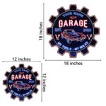 V VIBEPY All Over Printed, No Real Led Neon, Not Lighted, Personalized Garage Wooden Sign, Garage Decorations, Men Cave Decor, Garage Accessories, Garage Sign Decor, 8″,12″,18″ Wooden Sign, Door Sign, Gift For Father’s Day, Gift For Him
