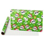 American Greetings 105 sq. ft. The Nightmare Before Christmas Christmas Wrapping Paper Bundle with Cut Lines, Jack Skellington and Zero (3 Rolls 30in. x 14 ft.)