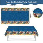 Hot Race Car Themed Party Decorations, Car Wheel Birthday Party Supplies Include Plastic Table Covers(42.5×70.8inch) and Photography Backdrop(59x39inch) for Kids Truck Party Favors