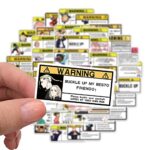 YOKSAS Mixed Anime Warning Sign Stickers for Car,50 PCS Waterproof Vinyl Driving Safety Warning Decals for Car Bumper Accessories Visor Window Decor