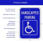 Handicap Parking Sign, 2 Pack Handicapped Parking with Picture of Wheelchair, 18″x 12″ Heavy Duty Aluminum Metal, Honeycomb-like Surface, Engineer Grade Reflective, Rust Free, Waterproof