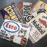 Tin Signs 5 Pieces Reproduction Vintage, Gas Oil Metal Signs, Home Kitchen Man Cave Bar Garage Wall Decor, 8×12 Inch
