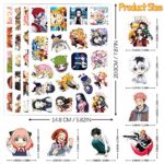 640Pcs Anime Stickers Mixed Pack, Vinyl Waterproof Anime Stickers for Water Bottles Skateboard Laptop Guitar Luggage Cars, 16 Classic Anime Theme Stickers for Adults Teens Kids