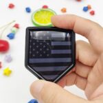 Overdecor Black US American Flag Decal Sticker USA Emblem Chrome Shield Flags for Car Bumper (2 Pack)