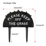 JUXYES Pack of 2 Cast Iron Please Keep Off The Grass Yard Sign Stake, Grass Warning Sign Heavy Metal Grass Stay Off Sign Spike Garden Hose Guides Decorative Stake for Garden Lawn Yard