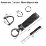 AUCELI Carbon Fiber Car Keychain, Car Accessories Microfiber Leather Car Key Fob Holder with 360 Degree Rotatable Keyring (Black)