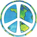 Earth Peace Sign Vinyl Sticker Decal (2 Pack) – 5 Inches – for Car Truck SUV Van Window Bumper Wall Laptop Tablet Cup Tumbler and Any Smooth Surface