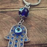 Evil Eye Silver Hamsa Keychain Hand Fatima Protection Charm Key holder Good Luck Keychain – Amulet