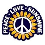 Peace Love Sunshine Sticker – 3″ Laptop Sticker – Waterproof Vinyl for Car, Phone, Water Bottle – Happy Peace Sign Decal