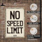 Man Cave Decor Road Signs No Speed Limit Funny Garage Signs Car Room Decor for Boys, 8 x 12 inches Vintage Metal Signs Room Decor for Men, Garage Signs for Men
