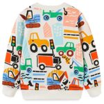 Bumeex Toddler Boy’s Sweatshirt Clothes,Crewneck Long Sleeve Shirt Top Outfit White Truck 5t
