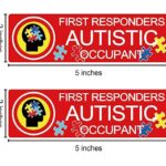 Autistic Occupant Car Sticker Autism Awareness Accessories 1.5 x 5 Inch – Autistic Occupant in Vehicle Vinyl Sticker Child Safety Decal Bumper Car Sign Autistic Occupant on Board Stickers 12 Pack