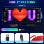 QUUREN Bright Mini LED Car Sign, 6.7”x2.7” Flexible Scrolling Led Sign Programmable Bluetooth APP Control Custom Text Pattern Animation Scrolling LED Display for Car Windshield Store Party Hotel
