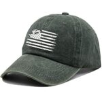 HHNLB American Flag Trucker Hat, Adjustable USA Flag Car Baseball Cap Distressed Retro Washed for Men Women Deep Heather