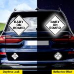Baby on Board Stickers for Cars, Nouiroy Super Strong Reflective Classic Baby Caution Decals and Stickers 3.5 * 3.5n Car Window Bumper Safety Warning Sign Waterproof Auto Vinyl Sticker, White