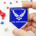Overdecor US Air Force Wings Flag Decal Sticker Army Military Emblem Chrome Shield Flags for Car Bumper (2 Pack)