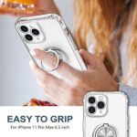 Hython Case for iPhone 11 Pro Max Case with Ring Stand [360° Rotatable Ring Holder Magnetic Kickstand] [Support Car Mount] Transparent Hard PC Cover Shockproof Protective Phone Case, Clear