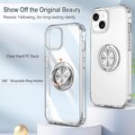Hython Clear Case for iPhone 15 Case with Ring Stand [360° Rotatable Ring Holder Magnetic Kickstand] [Support Car Mount] Transparent Hard PC Cover Shockproof Protective Phone Case, Clear