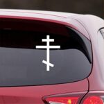 NBFU Decals Religion Orthodox Cross Christianity (White) (Set of 2) Premium Waterproof Vinyl Decal Stickers for Laptop Phone Accessory Helmet Car Window Bumper Mug Tuber Cup Door Wall Decoration