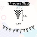 VILIFEVER 2 Pieces Black and White Checkered Flags Banner, Double Sided Checkered Pennant Banner for Racing Party Decorations Race Car Baby Shower Birthday Party Supplies
