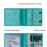 Mymazn Car Registration and Insurance Card Holder, PU Leather Car Registration Holder with Magnetic Closure, Vehicle Registration Holder For Driver’s License & Essential Documents, Turquoise