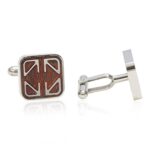 Cuff-Daddy Unique Designer Cherry Wood Stainless Steel Cufflinks with Presentation Box
