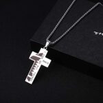 Susook Football Cross Necklace for Boys Bible Verse I CAN DO All Things Stainless Steel Sport Pendant for Men(Silver)