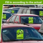 100 Pack Sale Tags Car Dealer Mirror Hang Tags 8.5 x 11.5 Inches Sale Price Tags for Car Rear View Mirror (Green)