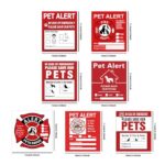 8 Pieces Pet Alert Static Clings Pet Inside Stickers Window Decals Emergency Pets Sign Removable UV Resistant in Home for Window Door (Pattern 1)