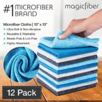 MagicFiber Microfiber Cleaning Cloth (12 Pack, 13×13 in) – Thick Cleaning Towels, Rags & Dusting Cloths for House, Kitchen, Windows, Cars & More – Micro Fiber Reusable Cloths