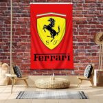 ENMOON Ferrari Banner Flag Vertical – (3x5ft/150 * 90cm HD Printing, Durable 150D Polyester for Garage Man Cave with Metal Grommet